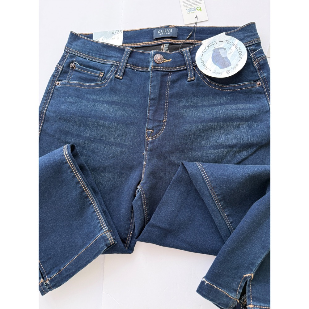 Curve Appeal Womens Skinny Jeans Dark Wash Tummy Tucking Technology Size 6 NWT